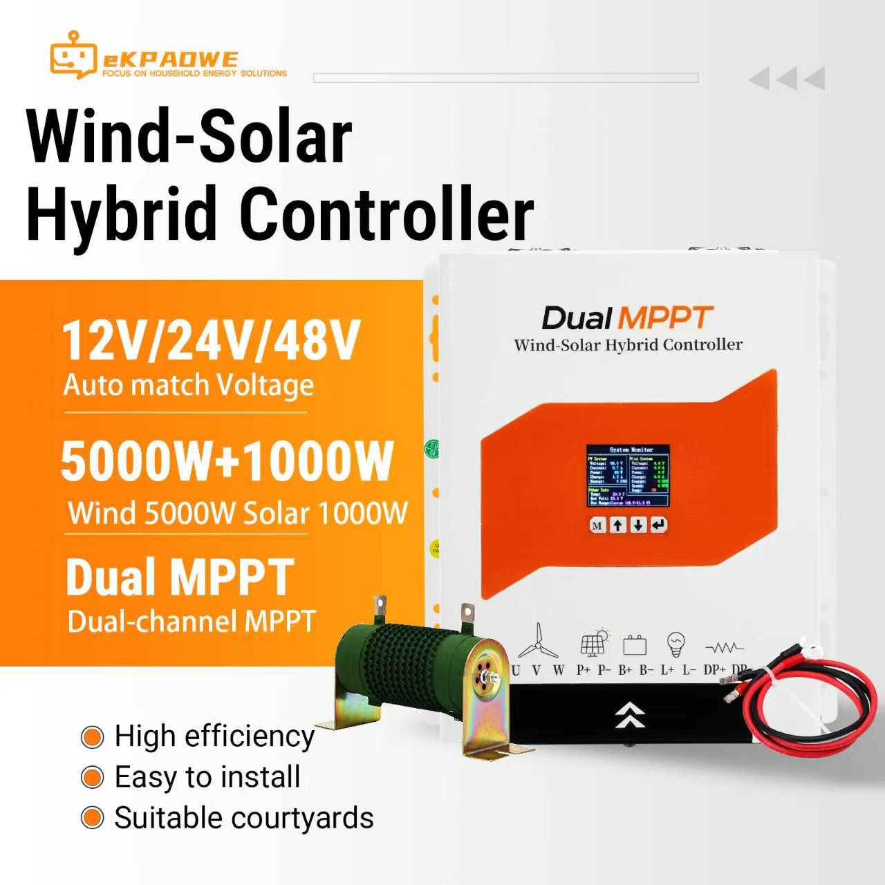 Renewable Energy Wind Solar - Contrôleur de charge hybride éolien-solaire, éolien